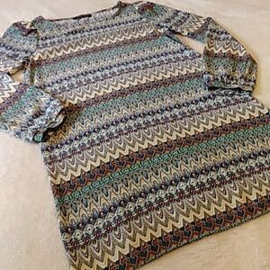 Honey Punch Multicolored Long Sleeve Tunic Dress